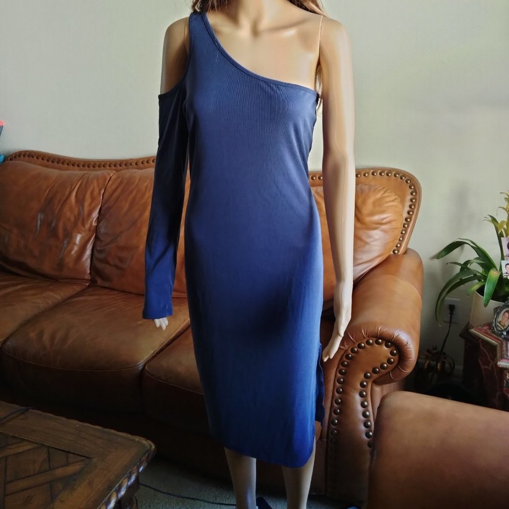 ACEMI Single Shoulder Long Sleeve Steel Blue Dress Size L
